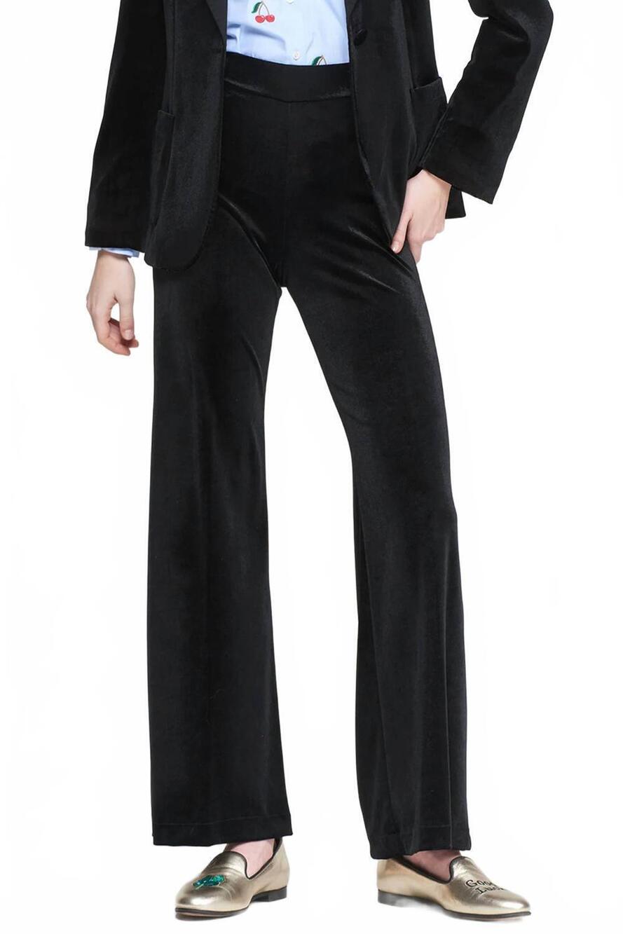 NEW VILAGALLO women's velvet wide leg pull-on trousers in black